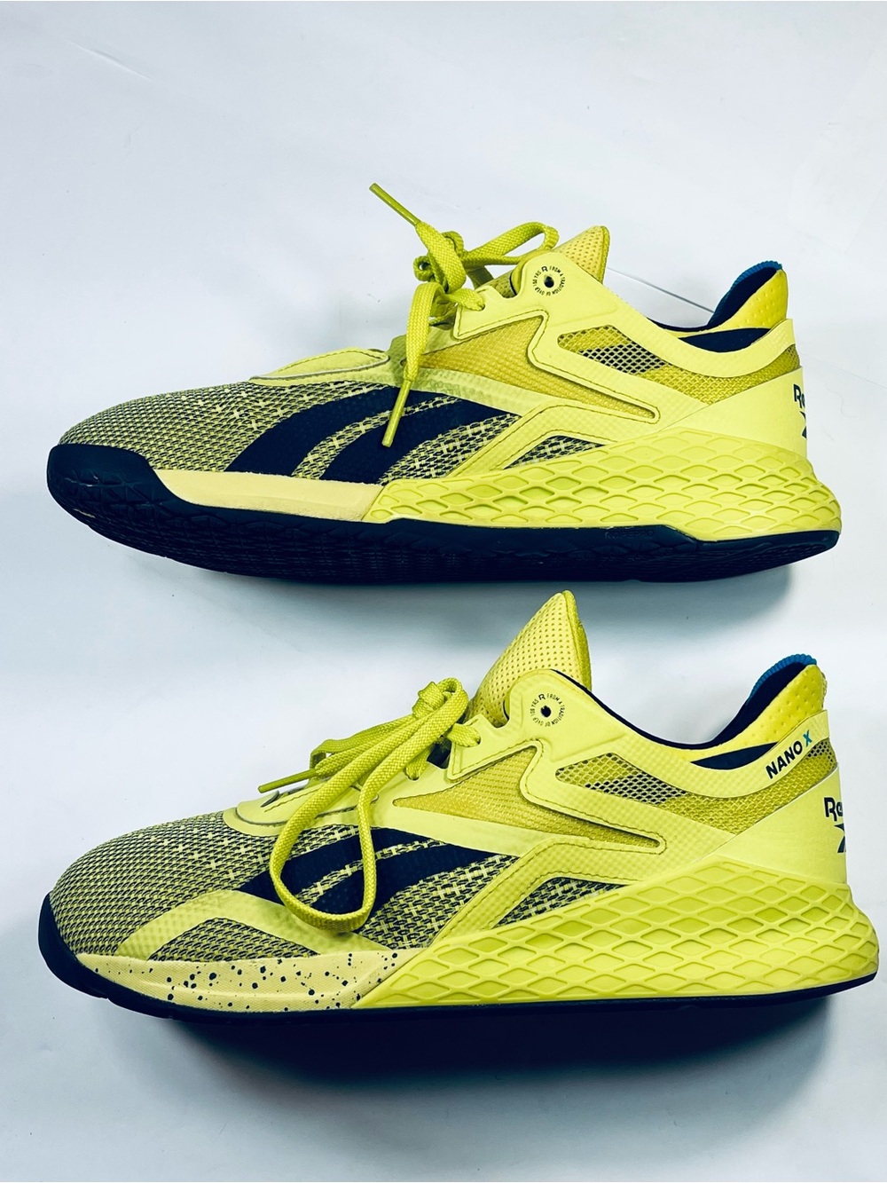 Reebok FW8128 Weight Training Cross Fit Shoe Neon Yellow Navy Blue Men's :10 1/2